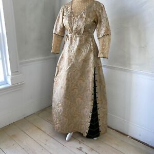 Vintage French Woman S Silk Dress 1890 1900 Dress Velvet Accented Dress