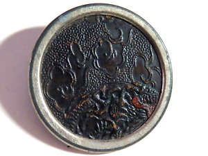 Antique Pressed Dyed Leather Button Oriental Design