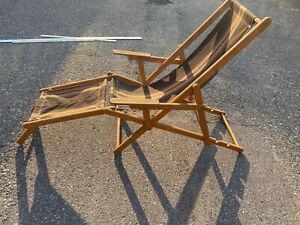 Vintage Retro Cloth Wood Frame Sling Folding Beach Chair Very Usable I Used It