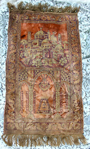 Antique Plush Prayer Rug 42 By 25 Inches Not Including 3 5 Fringe