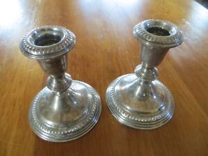 Pair Of Vintage Empire Sterling Silver 925 Weighted Candle Stick Holders