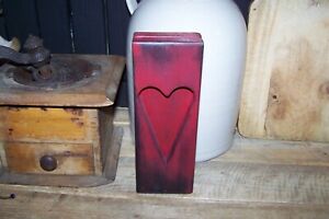 Primitive Rustic Country Wooden Reproduction Barn Red Heart Mold Decor