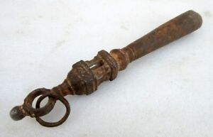 1800 S Antique Rare Indo Persian Hand Carved Iron Mughal Spear End Lance Dagger