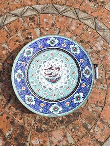 Antique Vintage Enamel Islamic Footed Dish 9 5 Af