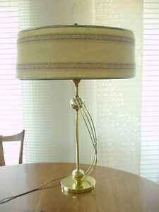 Vintage 1950 S Brass Base Table Lamp Maria Kipp Shade Mid Century Modern