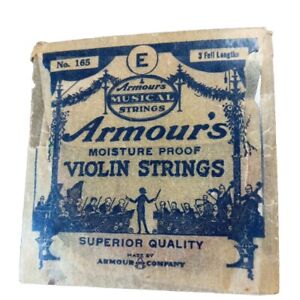 Antique Armour S Violin 3 Full Length Gut E Strings 165 Moisture Proof 1917