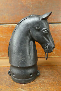 Wonderful 13 Tall Black Cast Iron Horse Head Hitch Hitching Post Top W Ring