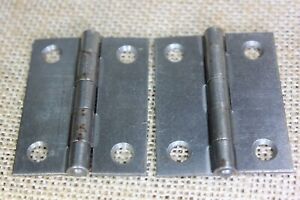 2 Old Cabinet Door Hinges Small Box Shutter Vintage Steel 2 X 1 1 2 Usa Made