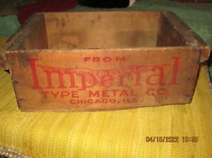 Old Imperial Type Metal Wooden Shipping Crate Chicago Vintage Advertising Box