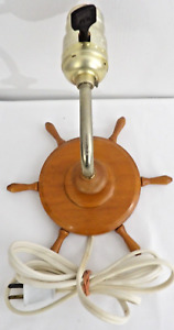 Antique Vintage Ships Wood Wheel Wall Light Sconce 1950 S Mcm Nautical Lamp