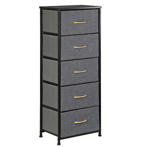Dresser For Bedroom Tall Vertical Storage Tower Standing W 5 Drawers Metal Frame