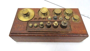 Antique Brass Balance Scale Weights With Wooden Holder Free Shipping