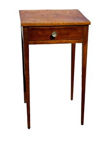 Tiger Maple Cherry Antique 1 Drawer Side Table Work 1820 Federal Country