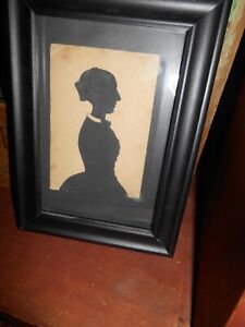 Antique Silhouette Early Woman W Hand Drawn Lace Bonnet