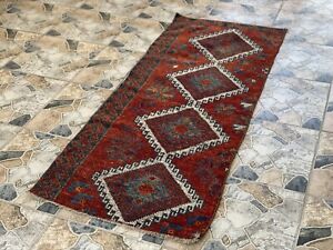 Vintage Turkish Oushak Rug 2x6 Ft Antique Kurdish Wool Handmade Runner Rug 