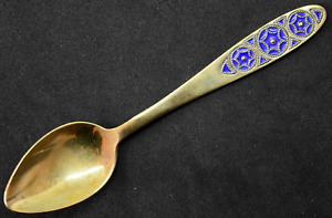Old Russian Silver Enamel Tea Spoon Marked 875