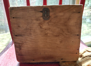 Wooden Lock Box Rustic Primitive Handmade Bank Banking Money Bag Collectible