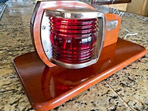Vintage Perko Bronze Red Green Glass Running Lights Wired 110v W Display Stand