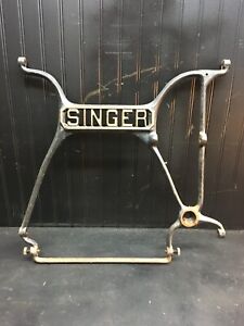 Antique Singer Treadle Sewing Machine Cast Iron Base Center Singer Sign