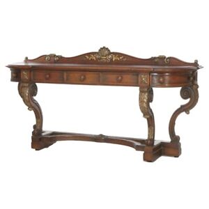 Antique Italian Style Carved Oak Giltwood Sideboard Circa 1910