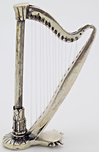 Vintage Italian Handmade Genuine Sterling Silver 925 Rare Design Harp Figurine