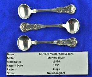 Gorham Master Salt Spoons Lot Of 3 Gorham Kings Pattern Salt Spoons C1890