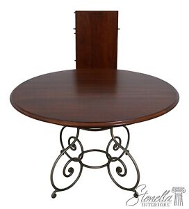 L62377ec Hickory Chair Co Round Cherry Top Iron Base Dining Table
