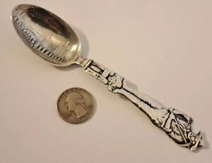 Rare Full Figural Gold Miner Sterling Silver Souvenir Spoon Mormon Temple Square