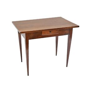 Antique Italian Walnut Directoire Table Desk With Drawer Tapered Legs