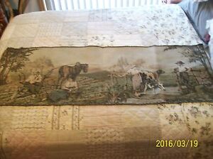 Tapestry Wall Hanging Antique Machine Woven Dutch Farm Couples 5 5 X 1 9 