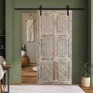 Nature Carved Doors Whitewash Carved Sliding Barn Door Interior Door Vintage