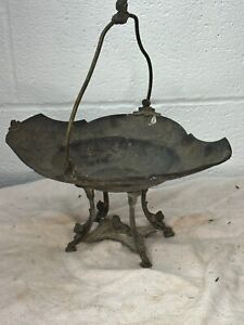 Antique Victorian Silver Basket With Handle Ladies Heads Lion Decorated Ornate
