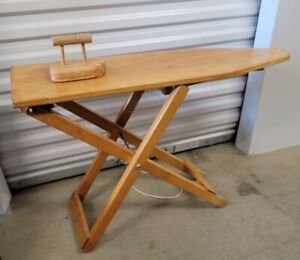 Vintage Child S Wooden Ironing Board Set With The Wooden Iron