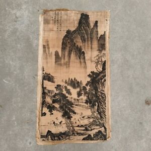 Old Chinese Calligraphy Scroll Painting Hand Painted Tang Yin Landscape Paintin