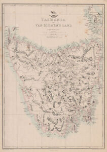 Tasmania Or Van Diemen S Land Shows Townships Not Yet Settled Weller 1863 Map