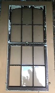 Antique Pair Semi Arch Glass 6 Lite Window Sash S 31x34 Shabby Vtg Chic 768 22b