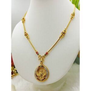 Necklace Garuda Pendant Gold Plated Jewelry Protect Luck Thai Buddha Amulet