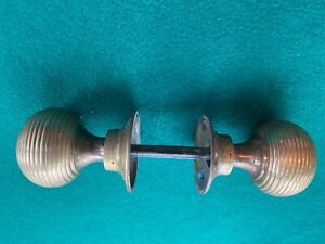 Antique Victorian Brass Beehive Ribbed Doorknob