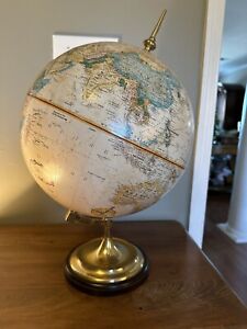 Replogle World Globe 12 D World Classic Series Usa Brass Wood Raised Relief