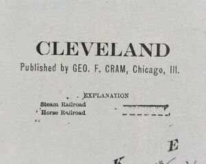 Vintage 1901 Cleveland Ohio Map 14 X11 Old Antique Original Lincoln Park