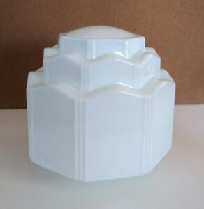 Vintage Art Deco Milk Glass Light Shade Skyscrapper Wedding Cake Pendant Shade