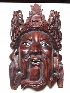Vintage Chinese Emperor Dragon Wooden Mask
