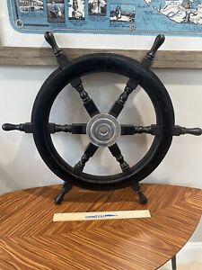 Nautical Black Finish Ship Wheel 25 Decorative Wooden Ship Wheel Boat Steering