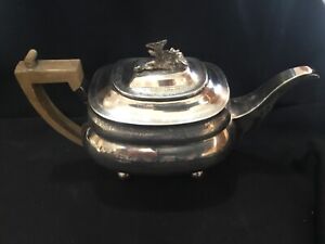 Antique English Sterling Teapot Chased Lion Decoration London 1812 Hallmarks