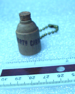 Little Brown Moonshine Jug Wood W Cork Keychain Vintage North Carolina Souvenir