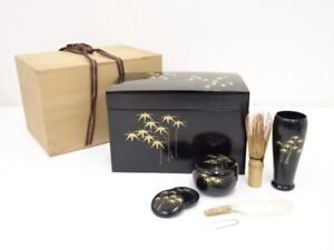 4924259 Japanese Tea Ceremony Tea Utensil Box Set Maki E Lacquer