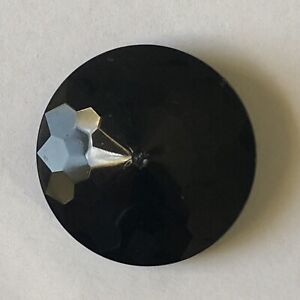 Large Faceted Black Glass Conical Victorian Mourning Button 1 1 8 