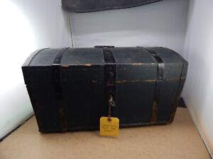 19th Century Swedish Family Dome Top Wood Trunk All Original Green