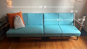 2 Pc Mid Century Vinyl Sofa Couch 