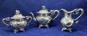 Chinese Export Silver Teaset 19th Century Museum Quality Marked Lh 1551grams